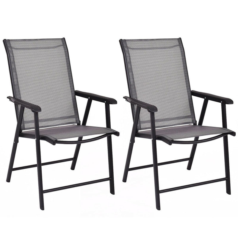 Set of 2 Outdoor Patio Folding Chair with Ergonomic Armrests - Relaxacare