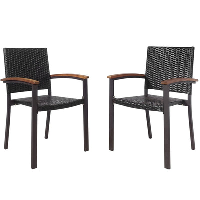 Set of 2 Outdoor Patio PE Rattan Dining Chairs - Relaxacare
