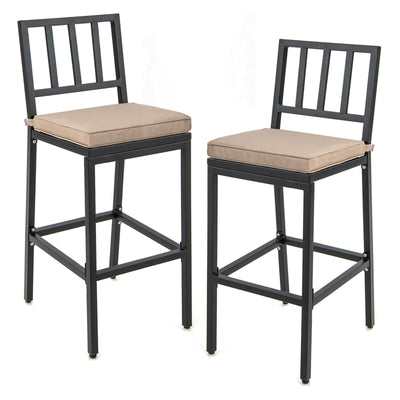 Set of 2 Patio Bar Chairs with Detachable Cushion and Footrest - Relaxacare