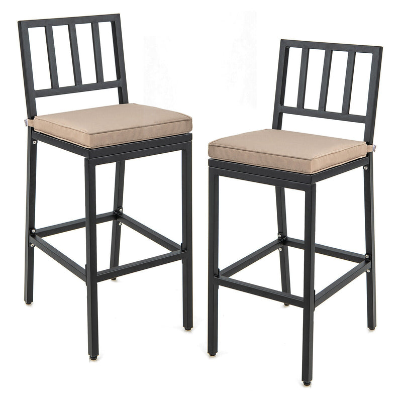 Set of 2 Patio Bar Chairs with Detachable Cushion and Footrest - Relaxacare