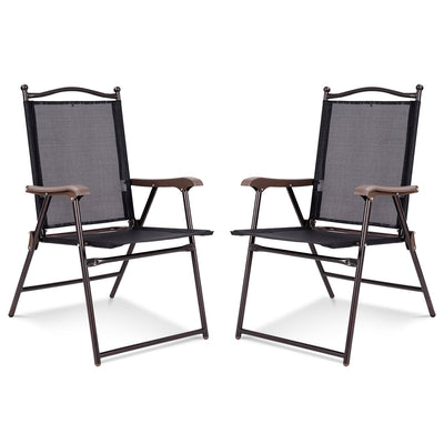 Set of 2 Patio Folding Sling Back Camping Deck Chairs - Relaxacare