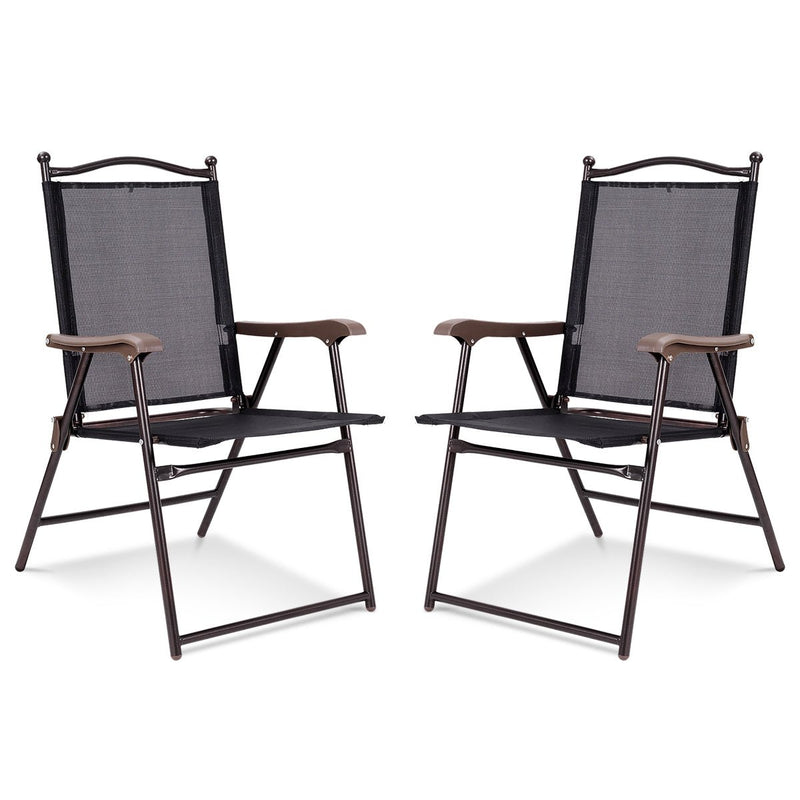 Set of 2 Patio Folding Sling Back Camping Deck Chairs - Relaxacare