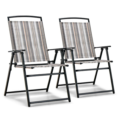 Set of 2 Patio Folding Sling Chairs Space-saving Dining Chair - Relaxacare