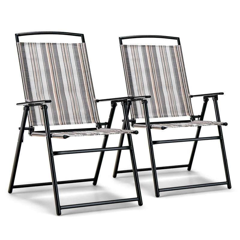 Set of 2 Patio Folding Sling Chairs Space-saving Dining Chair - Relaxacare