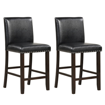 Set of 2 PVC Leather Bar Stools with Back for Kitchen Island - Relaxacare
