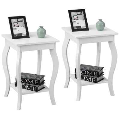 Set of 2 Side Table End Table Night Stand with Shelf - Relaxacare