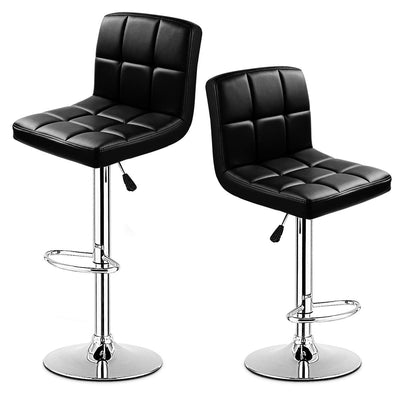 Set of 2 Square Swivel Adjustable Bar Stools with Back and Footrest - Relaxacare