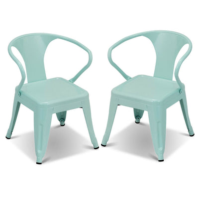 Set of 2 Steel Armchair Stackable Kids Chairs-Green - Relaxacare