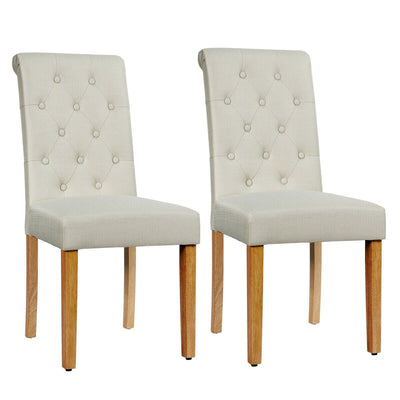 Set of 2 Tufted Dining Chair-Beige - Relaxacare