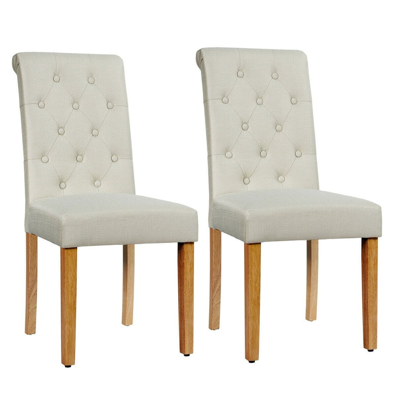 Set of 2 Tufted Dining Chair-Beige - Relaxacare
