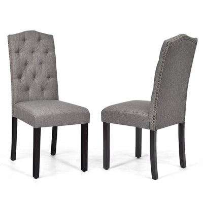 Set of 2 Tufted Upholstered Dining Chair-Gray - Relaxacare