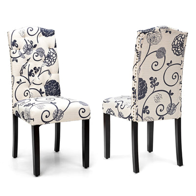 Set of 2 Tufted Upholstered Dining Chairs-Black and White - Relaxacare