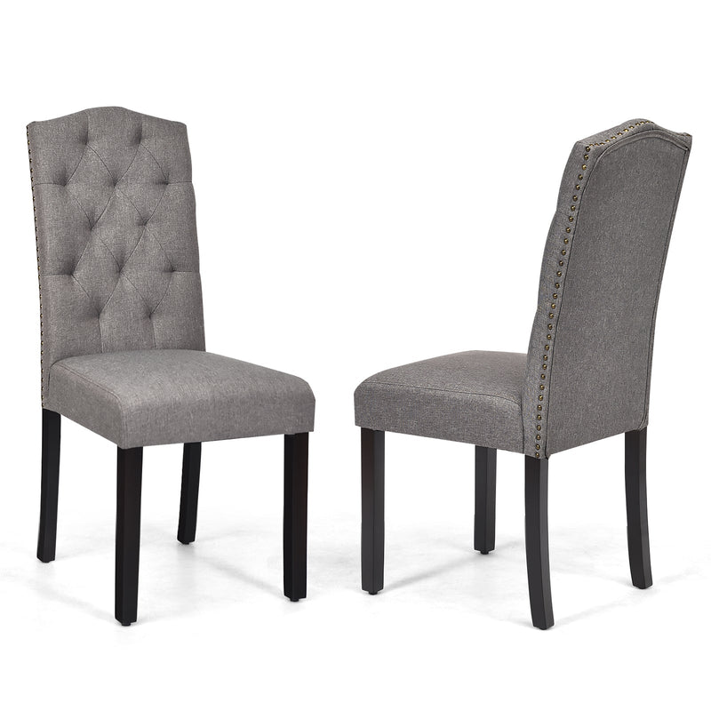Set of 2 Tufted Upholstered Dining Chairs-Gray - Relaxacare
