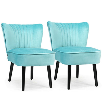 Set of 2 Upholstered Modern Leisure Club Chairs with Solid Wood Legs - Relaxacare