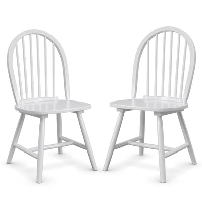 Set of 2 Vintage Windsor Wood Chair with Spindle Back for Dining Room-White - Relaxacare