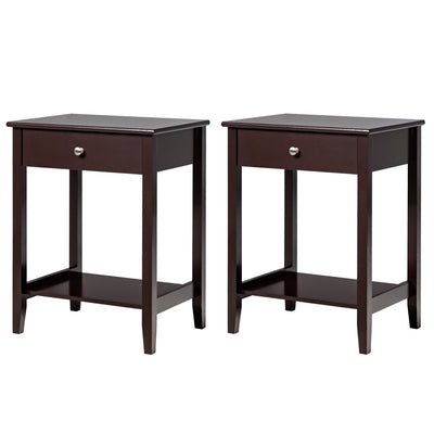 Set of 2 Wooden Bedside Sofa Table-Brown - Relaxacare