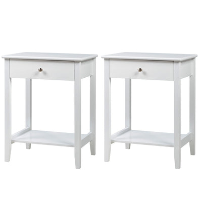 Set of 2 Wooden Bedside Sofa Table-White - Relaxacare