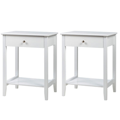 Set of 2 Wooden Bedside Sofa Table-White - Relaxacare
