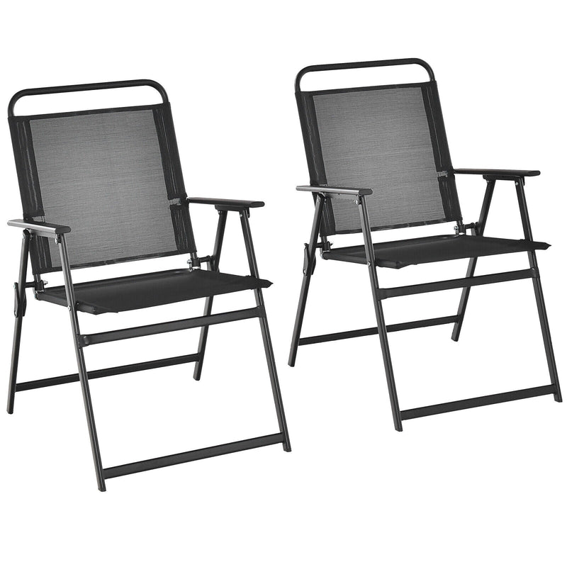 Set of 2/4/6 Outdoor Folding Chairs with Breathable Seat-Set of 2 - Relaxacare