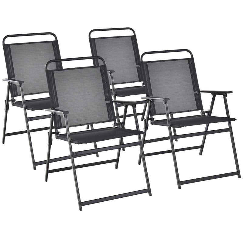 Set of 2/4/6 Outdoor Folding Chairs with Breathable Seat-Set of 4 - Relaxacare