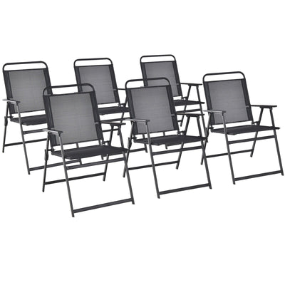 Set of 2/4/6 Outdoor Folding Chairs with Breathable Seat-Set of 6 - Relaxacare