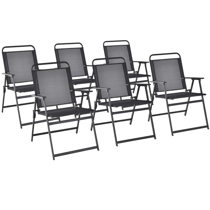 Set of 2/4/6 Outdoor Folding Chairs with Breathable Seat-Set of 6 - Relaxacare