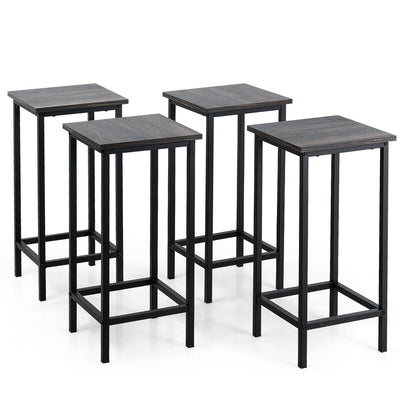 Set of 4 Bar Stools 24 Inch Counter Height Backless with Metal Frame - Relaxacare