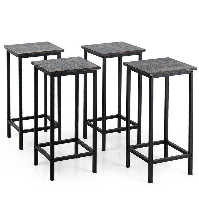Set of 4 Bar Stools 24 Inch Counter Height Backless with Metal Frame - Relaxacare