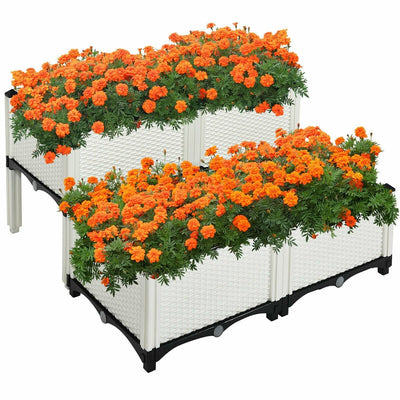Set of 4 Elevated Flower Vegetable Herb Grow Planter Box - Relaxacare