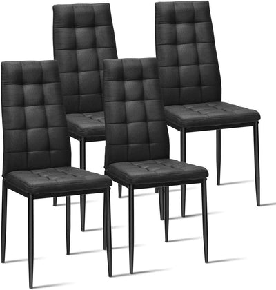 Set of 4 Fabric Dining Chairs Set with Upholstered Cushion and High Back - Relaxacare