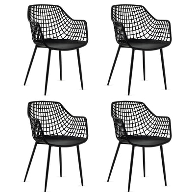 Set of 4 Heavy Duty Modern Dining Chair with Airy Hollow Backrest - Relaxacare