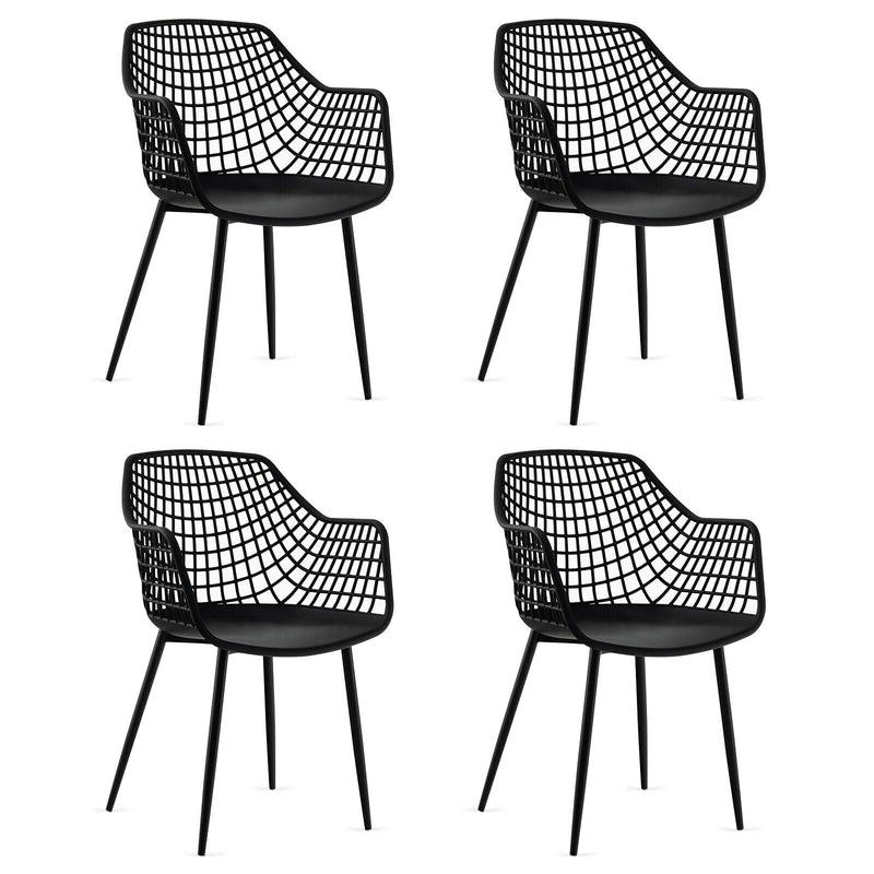 Set of 4 Heavy Duty Modern Dining Chair with Airy Hollow Backrest - Relaxacare