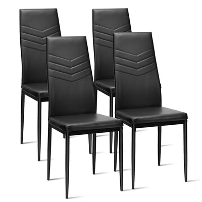 Set of 4 High Back Dining Chairs with PVC Leather and Non-Slip Feet Pads - Relaxacare