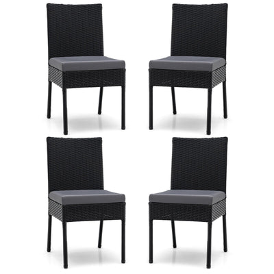Set of 4 Patio Rattan Wicker Dining Chairs Set with Soft Cushions - Relaxacare
