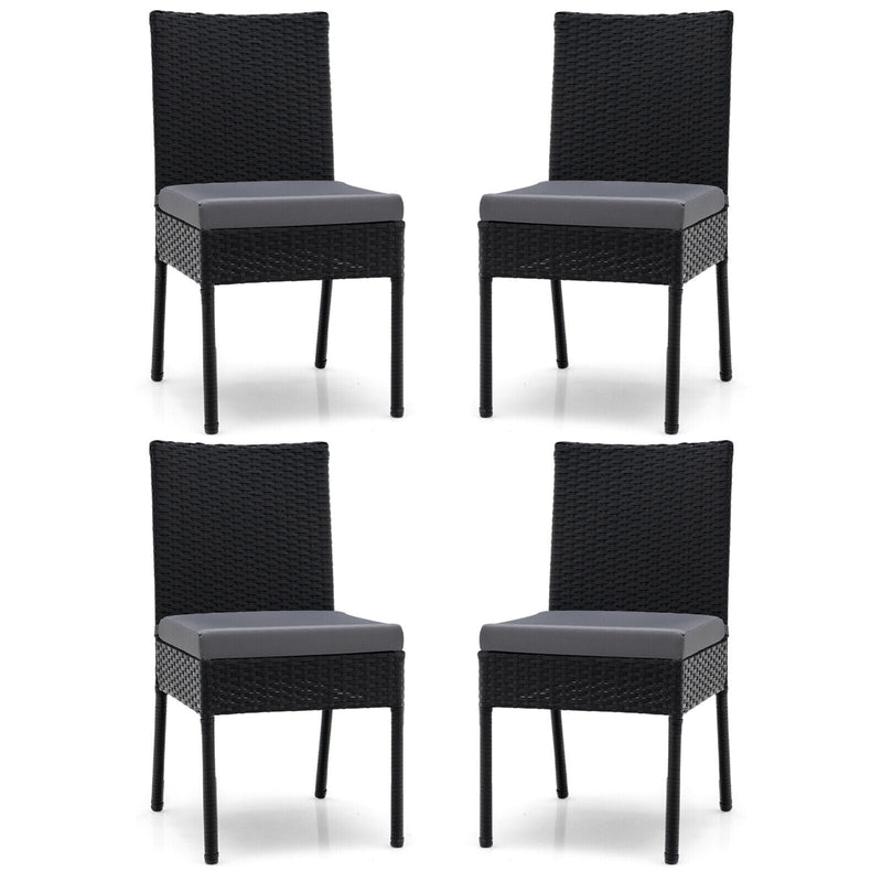 Set of 4 Patio Rattan Wicker Dining Chairs Set with Soft Cushions - Relaxacare