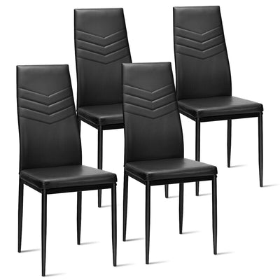 Set of 4 PVC Dining Side Metal Frame Chairs - Relaxacare