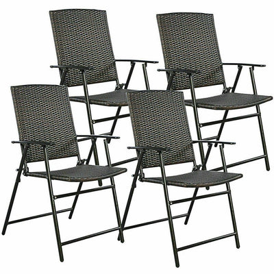 Set of 4 Rattan Folding Chairs - Relaxacare