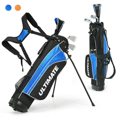 Set of 5 Ultimate 31 Inch Portable Junior Complete Golf Club Set for Kids Age 8+ -Blue - Relaxacare