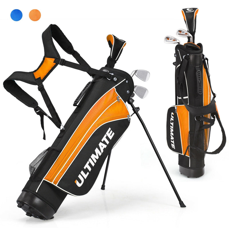 Set of 5 Ultimate 31 Inch Portable Junior Complete Golf Club Set for Kids Age 8+ -Orange - Relaxacare