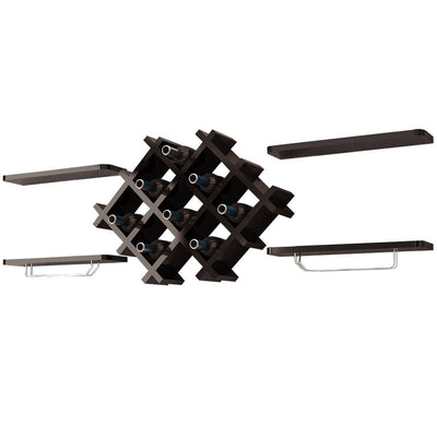 Set of 5 Wall Mount Wine Rack Set with Storage Shelves - Relaxacare