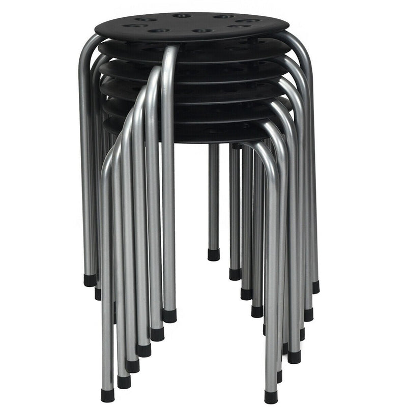 Set of 6 Portable Plastic Stack Stools -Gray - Relaxacare