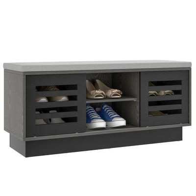 Shoe Bench with 6 Storage Compartments and 3 Adjustable Shelves-Gray - Relaxacare