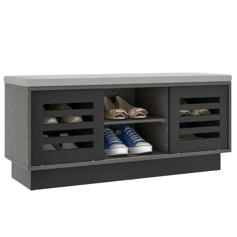 Shoe Bench with 6 Storage Compartments and 3 Adjustable Shelves-Gray - Relaxacare