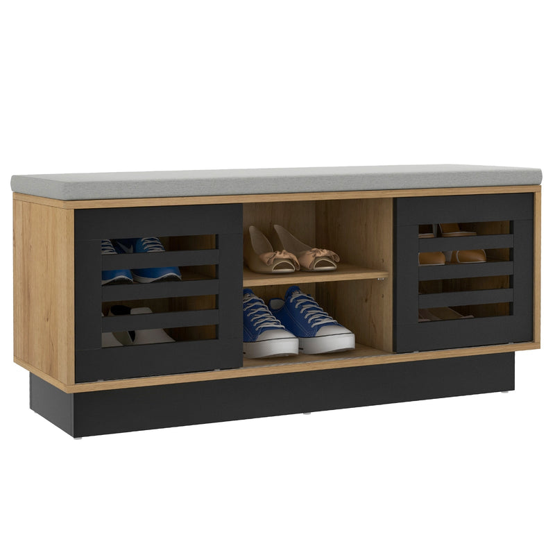 Shoe Bench with 6 Storage Compartments and 3 Adjustable Shelves-Natural - Relaxacare