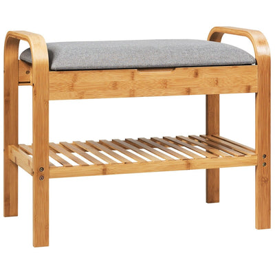 Shoe Rack Bench Bamboo with Storage Shelf -Natural - Relaxacare