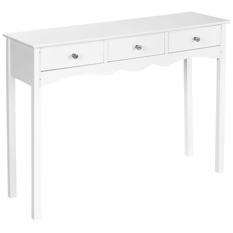 Side Sofa Table with Storage 3-Drawers-White - Relaxacare