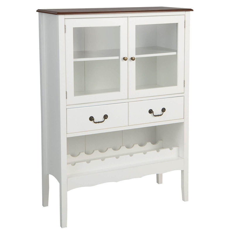 Sideboard Buffet Cabinet with 2 Tempered Glass Doors-White - Relaxacare