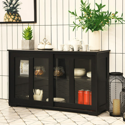 Sideboard Buffet Cupboard Storage Cabinet with Sliding Door-Black - Relaxacare