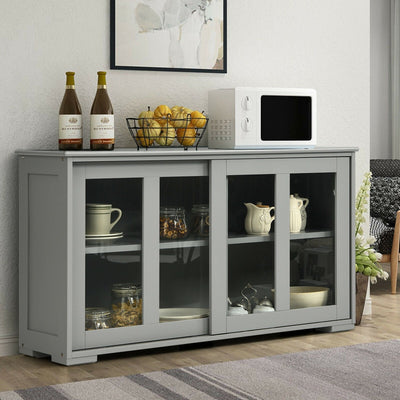 Sideboard Buffet Cupboard Storage Cabinet with Sliding Door-Gray - Relaxacare
