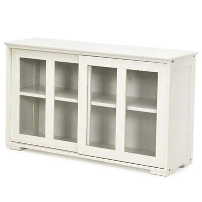 Sideboard Buffet Cupboard Storage Cabinet with Sliding Door-White - Relaxacare